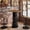 Brown & Black, variant on Tribesigns Small Round Dining Table with 2 Chairs, 3-Piece Kitchen Table Counter Height Bar Table, Black