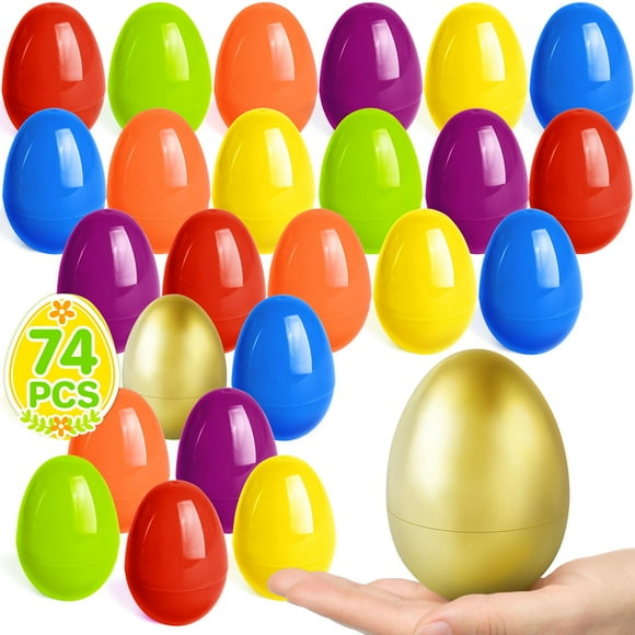 Huevos de Pascua de plástico con flores de primavera, 72 unidades y 2 huevos dorados