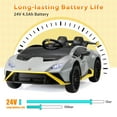 thumbnail image 3 of 24V Lamborghini Huracan Ride On Car, Battery Powered Electric Car with Parent Remote Control, USB Port, Bluetooth, Drifting, LED Lights, Music and 2 Speeds for Kids Ages 3-8, Gray, 3 of 8