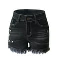 thumbnail image 5 of YanHong Shor ts for Women Jeans Womens Shorts Denim Women's Stretchy Denim High-Waist Shorts Frayed Ripped Shorts with Pockets Pants Black S, 5 of 6