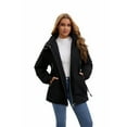 thumbnail image 5 of QHFBli Women's Lightweight Long Softshell Fleece Lined Jacket Anorak Raincoat With Removable Hood, 5 of 9