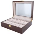 thumbnail image 2 of Caja organizadora para relojes Dislpay, madera delicada, 10 rejillas, estuche de lujo, estuche de almacenamiento para exhibición de joyas, 2 of 5