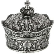 Hipiwe Vintage Jewelry Box, Antique Crown Design Trinket Treasure Chest Storage Organizer,Metal Earrings/Necklace/Ring Holder Case, Keepsake Giftb Box for Girls Women (Small)