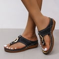 thumbnail image 5 of GUOBIOZIY Wedge Sandals for Women Flip-Flops: Comfortable Cushion Footbed Dressy Summer Wedges Slip on Walking Platform Sandals(Black,7), 5 of 7