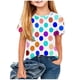 thumbnail image 2 of Blusas y camisas de manga corta con cuello redondo Camiseta estampada de manga corta para niños Cuello redondo Media manga Casual Versátil Top de poliéster para niñas, 2 of 5