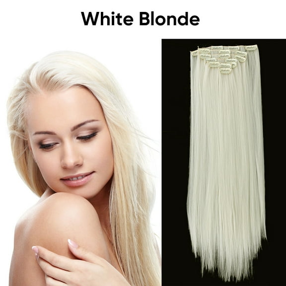 Namzi Long Hair Extensions 55cm/22in White Blonde - 1 Pcs Matte High-Temperature Fiber Hair Extensions, Perfect for Ideal for Women's Hairstyle Enhancement
