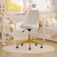thumbnail image 3 of VECELO Office Swivel Chair, Upholstered Desk Chair with Adjustable Height, Rolling Task Computer Chair Makeup Vanity Chair, White, 3 of 7