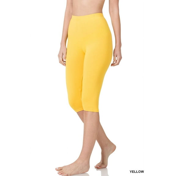 Zenana Women & Plus Essential Basic Cotton Spandex Stretch Below Knee Length 15" Leggings