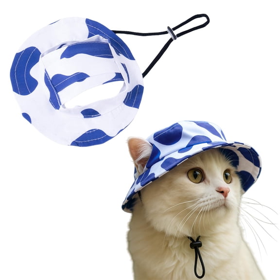Dog Sun Hat with Ear Holes Royal Blue S Adjustable Breathable Pet Bucket Hat Outdoor UV Protection Sun Visor for Small Dogs Cats Chihuahua Shih Tzu