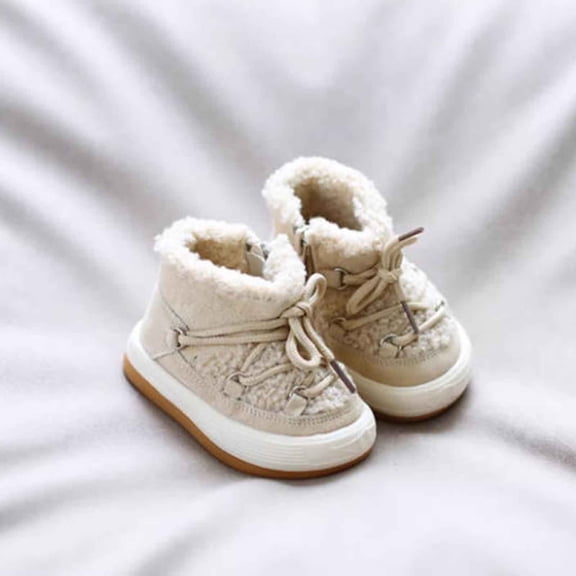 Hrsba Kids Snow Boots,On Solid Color Thick Fleece Lined Bread Style Cotton Boots