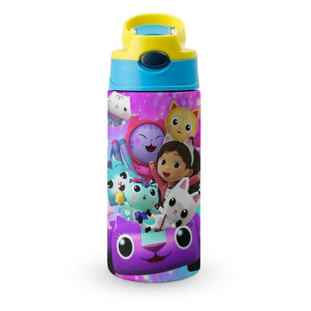 

Gabby-s-Dollhouse Cat Children Water Bottle with Straw Vacuum Insulated Stainless Steel Reusable Proof Water Cup Kids Boys Girls