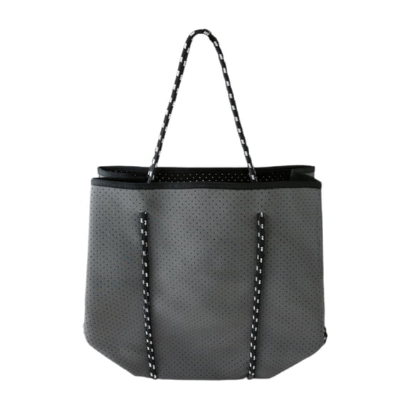 Wxqbjtam Neoprene Bag for Women with Inner Pouch Beach Basket Shoulder Bag Beach Tote Bag Grey