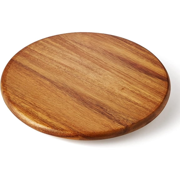 Acacia Wood Lazy Susan Wood Turntable Tray Cabinet Organizer, 18"
