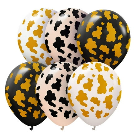 12 inch Kalisan Safari Cow - Assortment (6 Pk) Latex Balloons (6 Pack) - Party Supplies Decorations