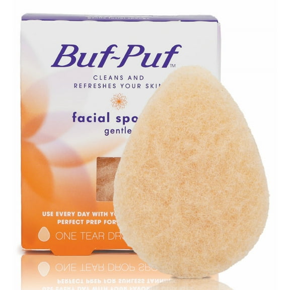 Buf-Puf Gentle Facial Sponge, RRF12 Dermatologist Developed, Removes Deep Down Dirt & Makeup That Causes Breakouts and Blackheads, Reusable, Exfoliating, 1 Count