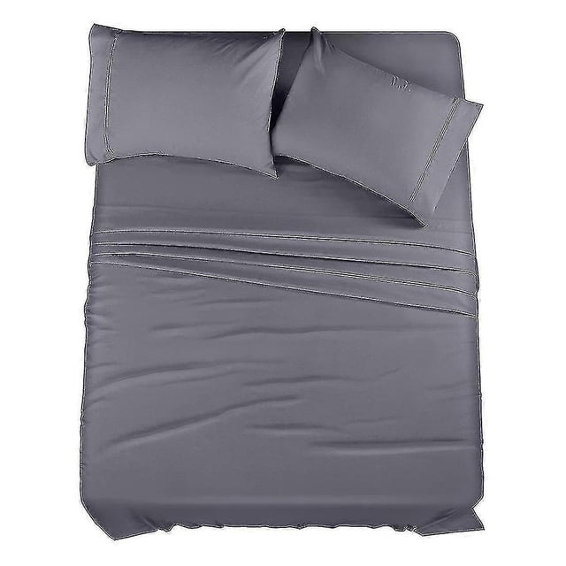 Full Bed Sheets Set - 4 Piece Bedding - Brushed Microfiber (gray)