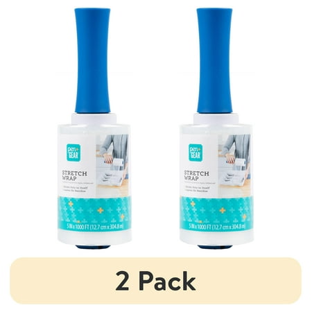 (2 pack) Pen + Gear Plastic Stretch Wrap, 5 in. x 1000 ft., Clear