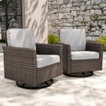 thumbnail image 3 of COOS BAY Harbor Retreat Mix Brown Rattan Wicker Outdoor Patio Swivel Glider Rocking Chairs with Curved Armrest, Beige Cushions, Set of 2, 3 of 10