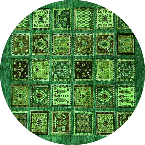 Ahgly Company Indoor Round Oriental Green Modern Area Rugs, 6' Round