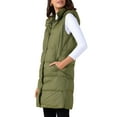thumbnail image 4 of Women's Sleeveless Vest Casual Long Puffer Hooded Down Jacket M Green, 4 of 6