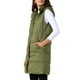 thumbnail image 4 of Chaleco sin mangas para mujer, chaqueta de plumas larga con capucha, color verde, 4 of 6