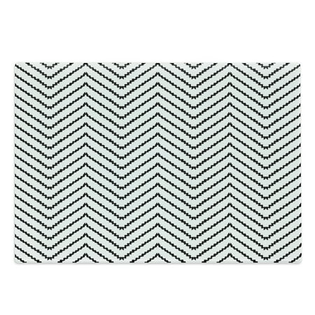 

Modern Cutting Board Geometric Triangle Shapes Zig Zag Triggering Lines Minimalist Pattern Print Decorative Tempered Glass Cutting and Serving Board Large Size White Black by Ambesonne