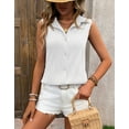 thumbnail image 5 of Cogild Sleeveless Button-Up Blouses for Womens V Neck Cardigans for Womens Summer Outfits, 5 of 7