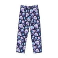 thumbnail image 2 of Vsdgher Skull crystal flower Print Mens Pajama Pants Sleep & Lounge Pants, PJ Bottoms With elastic waistb and Pockets, 2 of 5