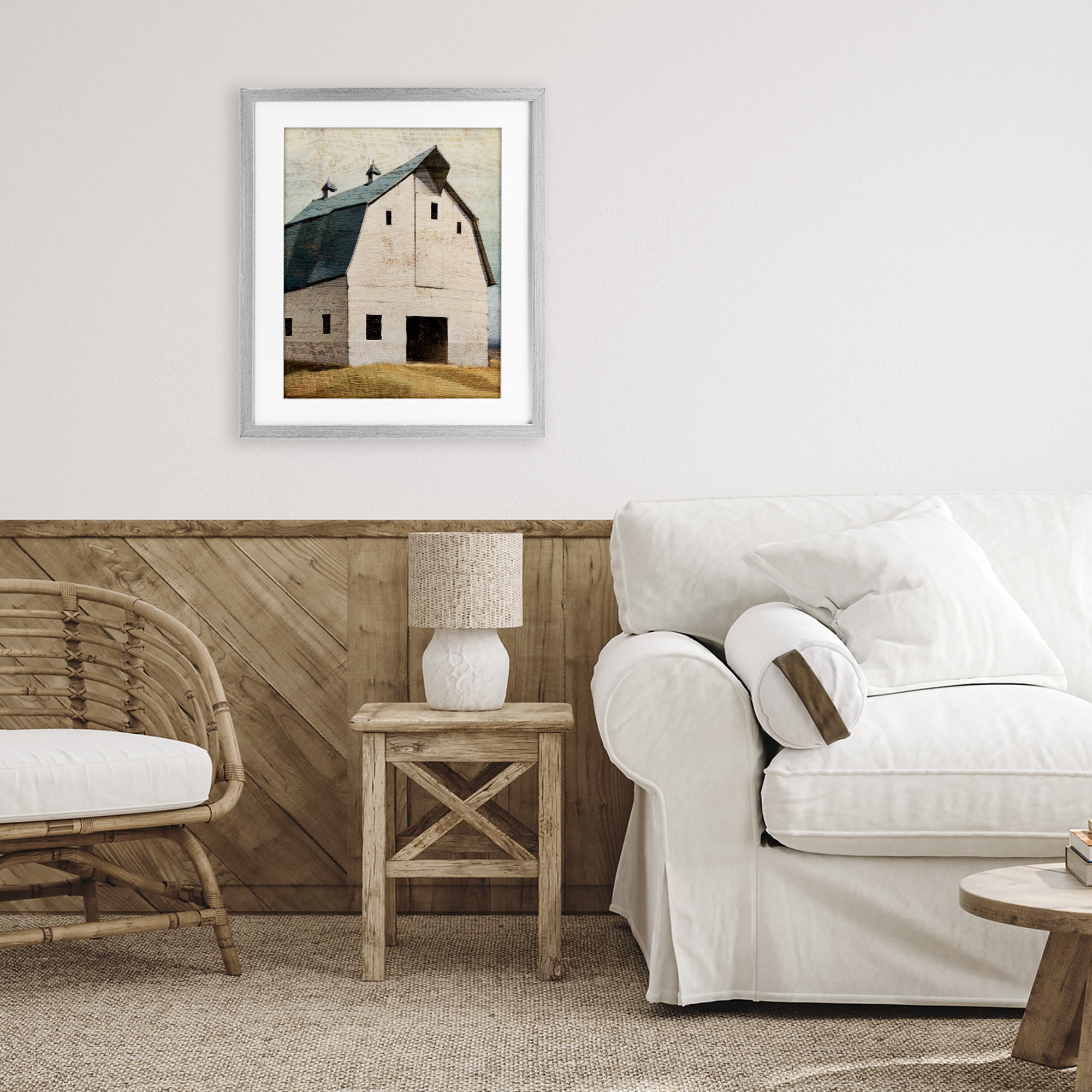 Stupell Industries Rustic Big Barn Blue Gray Framed Print Under Glass, design by Susan Jill