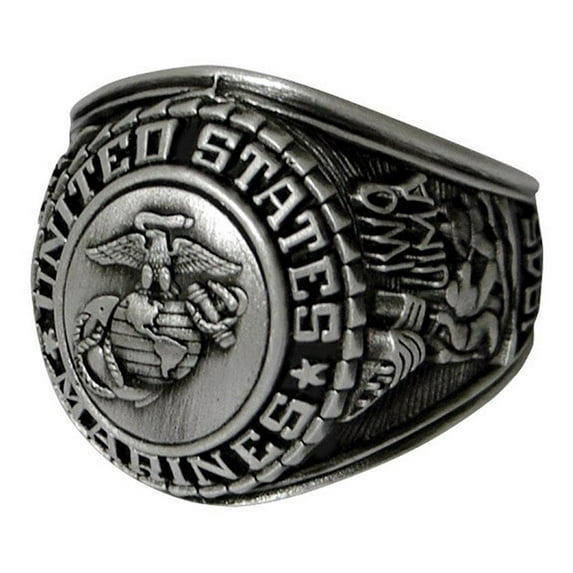 Deluxe Silver Insignia Ring - Marines, 11