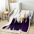 thumbnail image 2 of Abstract Ombre Throw Blanket for Couch White Purple Fleece Blanket, Gradient Brush Marks Sherpa Blanket Contemporary Artwork Blanket, Watercolor Stripe Aesthetic Bed Blanket Luxury, 2 of 4