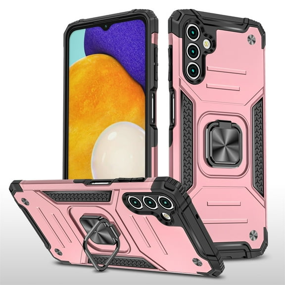 SaniMore for Samsung Galaxy A14 5G Magnetic Case, Rugged PC & TPU Bumpers Cover Built-in Car Mount & Ring Kickstand Military Grade Shockproof Protective Shell for Samsung A14 5G, Rosegold