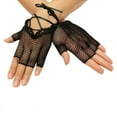 thumbnail image 1 of Gants 1 Paire de Gants Résille Creux Mesh Noir Demi-Doigt Cross Bandage Gants pour Fête, 1 of 6