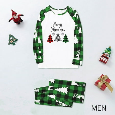 

JUNBYONE Parent-Child Wear Plaid Print Round Neck Long Sleeve Loungewear Set Family Set