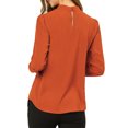 thumbnail image 3 of INSPIRE CHIC Women's Keyhole Stand Collar Pleated Back Button Blouse Tops, 3 of 6