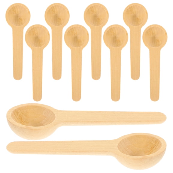 10pcs Mini Wooden Tea Spoons Set, Small Multipurpose Scoops for Salt, Spices, Coffee, Kitchen and Dining Use