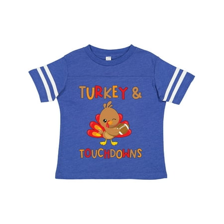 

Inktastic Turkey and Touchdowns Cute Thanksgiving Football Design Gift Toddler Boy or Toddler Girl T-Shirt