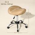 thumbnail image 3 of HOMCOM Tabouret Selle en Cuir PU Hauteur Réglable Chaise de Salon à Roulettes Brun, 3 of 10