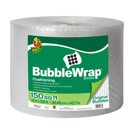 Duck Original Bubble Wrap Cushioning, 12 in. x 150 ft. Roll, (Best Bubble Wrap For Packing)