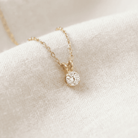 Pompeii 1/3 Ct Solitaire Round Diamond Pendant 14K Yellow Gold w/ 18" Chain (J-K,I2-I3)