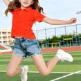 thumbnail image 5 of Grblisyd Uniform Shirts for Girls Short Sleeve Polo Shirts Quick Dry Collared Uniform Golf Shirt Button Casual Tops Back To School 3-12 Years, 5 of 6