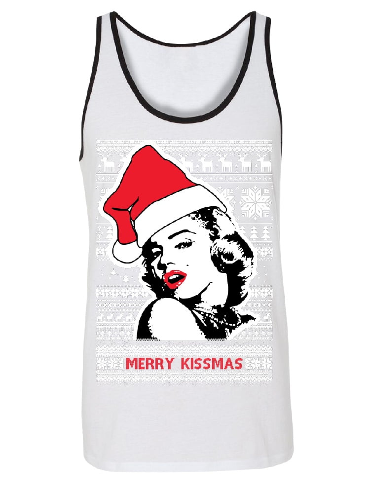 Mens Marilyn Monroe Mustache White Tank Top White