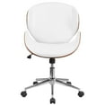 thumbnail image 3 of Mid-Back Mahogany Wood Swivel Conference Chair in Black Leather, 3 of 9