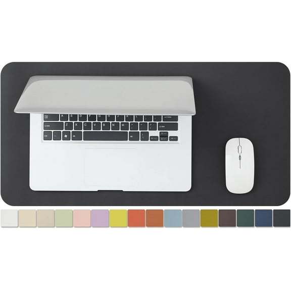Compact Leather Desk Mouse Mat - Small Non-slip PU Desk Pad for Office and Home - Desk Organization and Accessories - Ideal for Large Mouse Pad and Small Desk Mats on Desktop, 23.6" x 11.8"