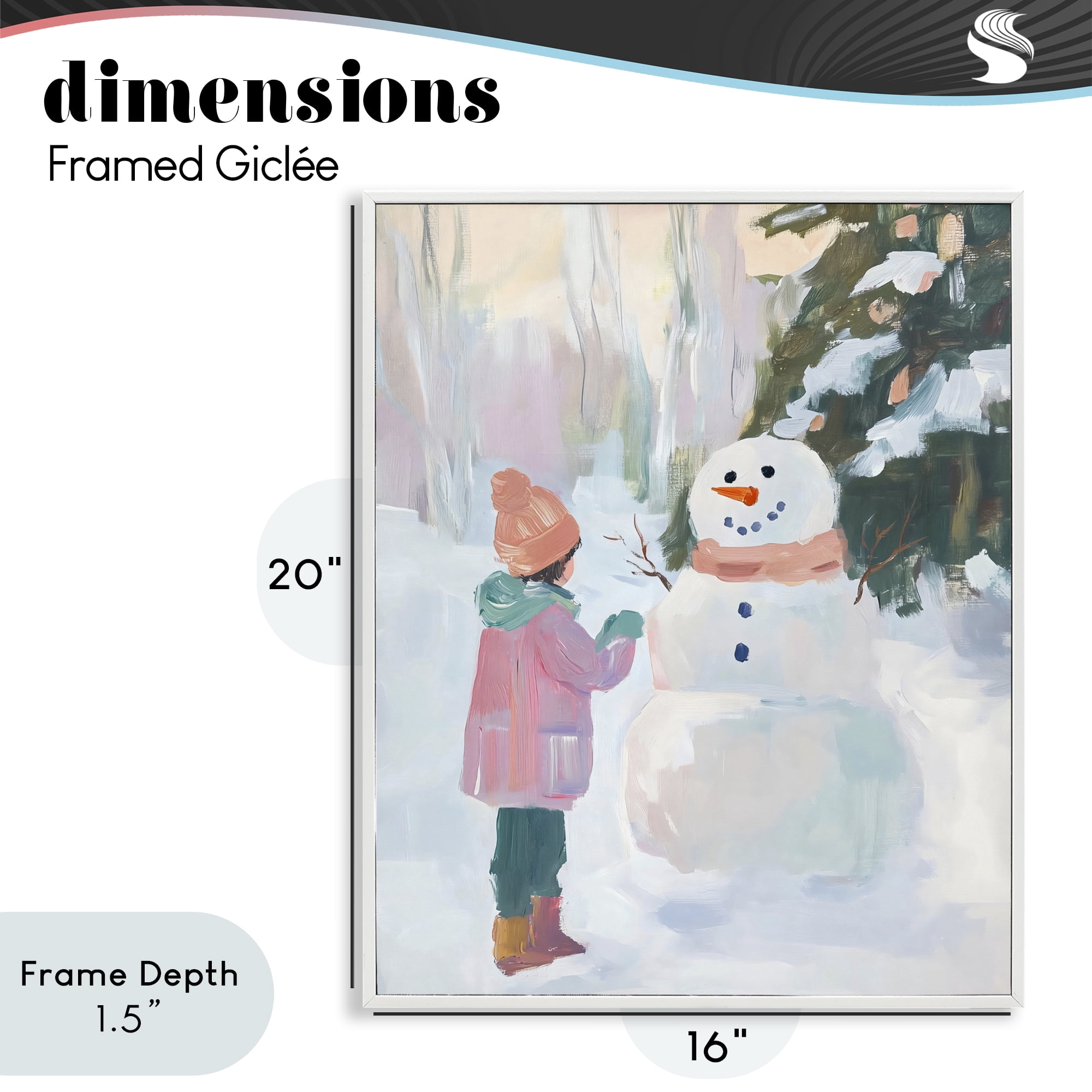 Stupell Industries Girl & Snowman in Winter White Framed Giclee Art, design by The Prints Vibe