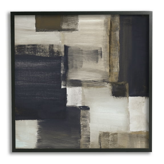 Stupell Industries Abstract Black & Brown Abstract Painting Black Framed Art Print Wall Art, 12 x 12