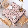 thumbnail image 2 of Pink Cow Strawberry Hat Pattern Square Tablecloth,Waterproof Square Table Cover,Wipeable Spillproof Washable Table Cover for Home Kitchen Party Decor 52"x52"(132x132cm), 2 of 6