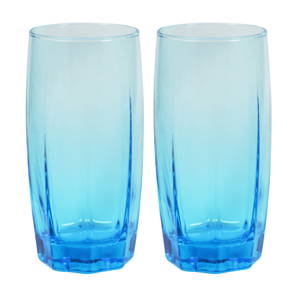Drinking Glasses 16 oz Sky Blue 6" Glass Tumblers 2 Pack Walmart