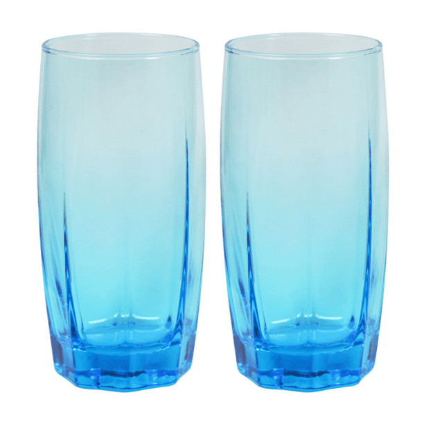 Drinking Glasses 16 oz Sky Blue 6" Glass Tumblers 2 Pack Walmart