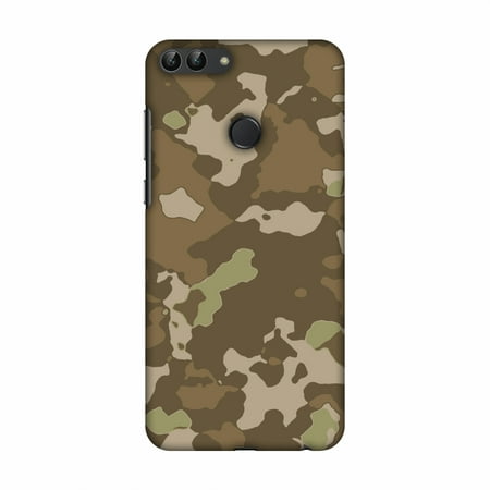 Chocolate Designer Prints Huawei Enjoy 7S Case, Huawei P Smart Case - Camou- Chocolate brown,Hard Plastic Back Cover, Slim Profile Cute Printed Designer Snap on Case with Screen Cleaning Kit ()